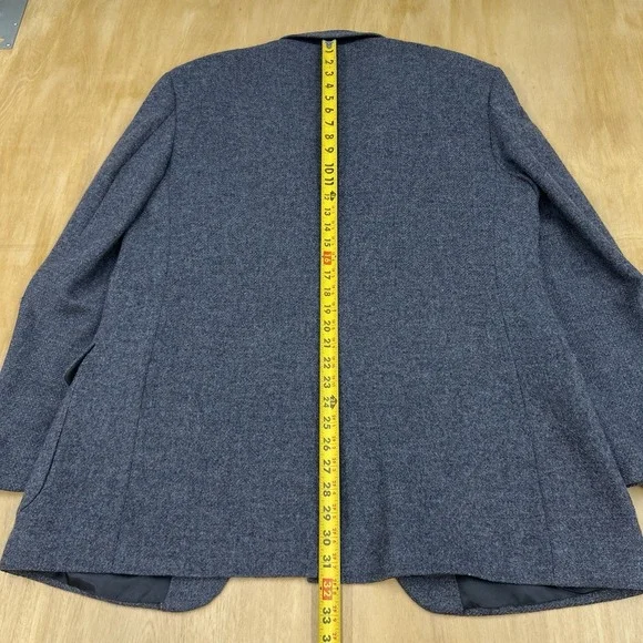 Vintage Farah Tweed Blazer Jacket Sport Coat Mens 44L Long Wool Grayish Navy